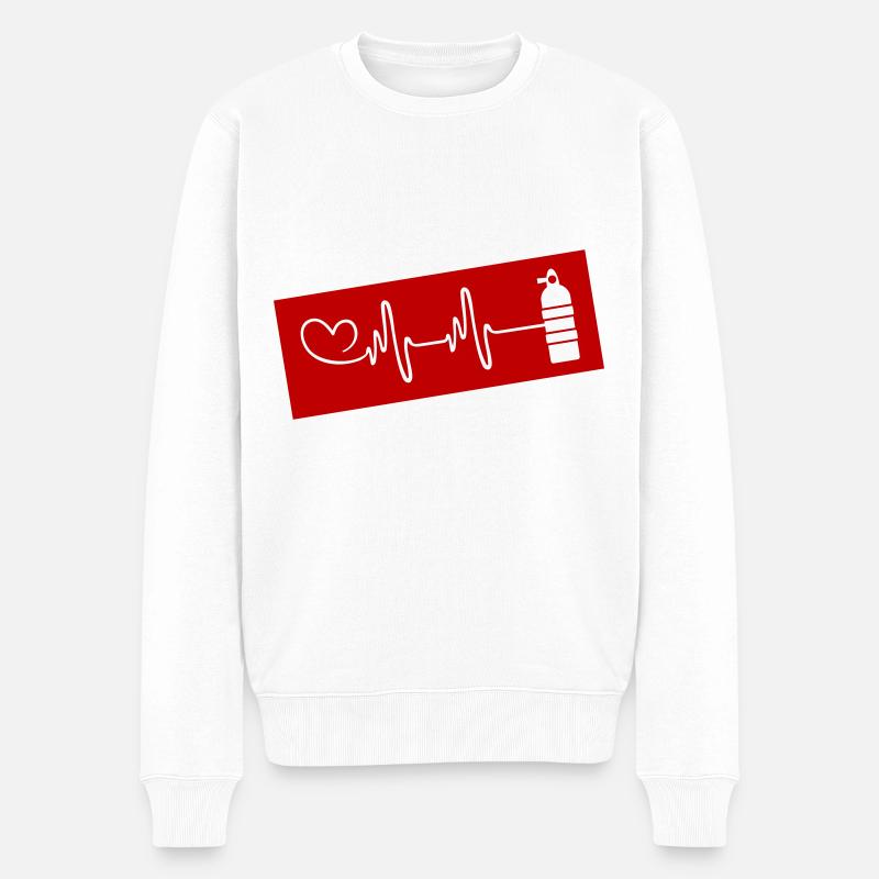Sauerstoff Tauchen puls herz - Männer Premium Bio Pullover - Weiß