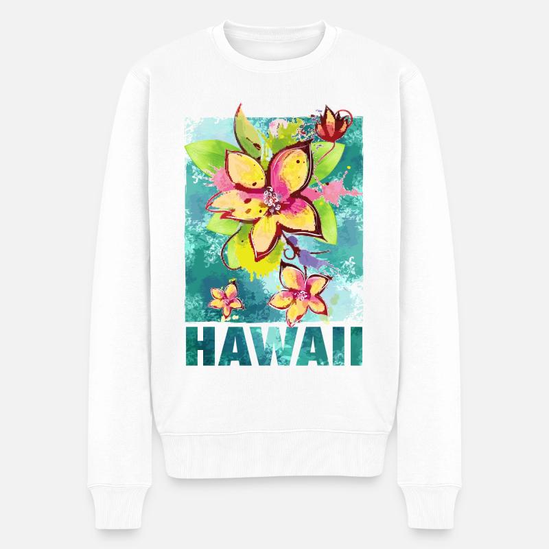 Hawaii - Blume - Sommer - Orchidee - Aloha - Männer Premium Bio Pullover - Weiß