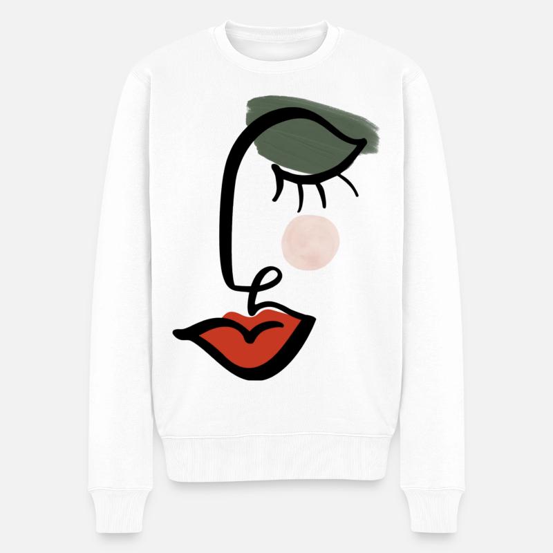 Abstraktes Gesicht einer Frau - Männer Premium Bio Pullover - Weiß