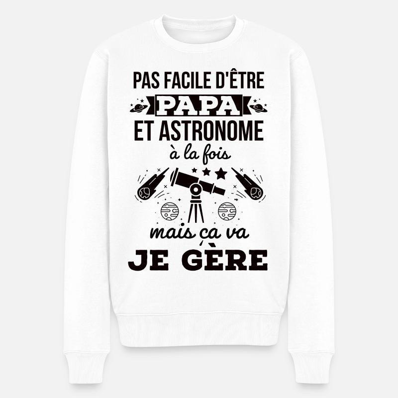 Téléscope astronomie papa - Pull Premium bio Homme - blanc