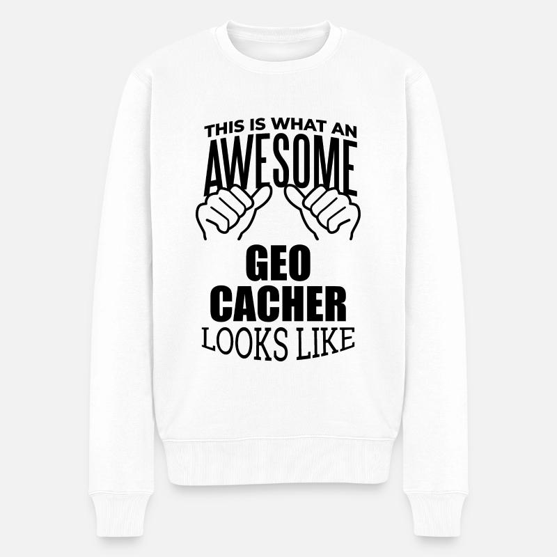 Geocaching - Männer Premium Bio Pullover - Weiß