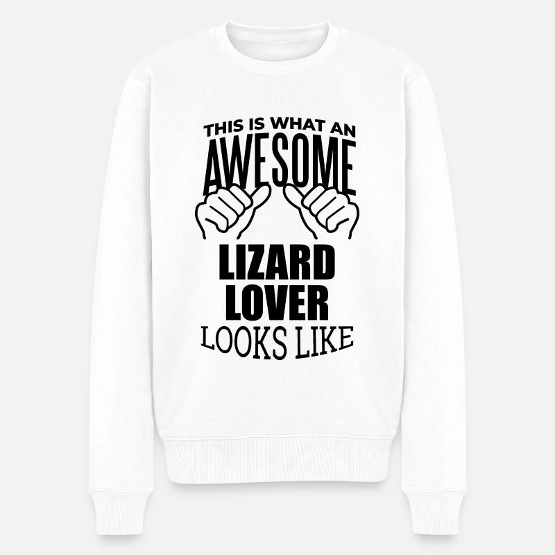 Eidechse - Männer Premium Bio Pullover - Weiß