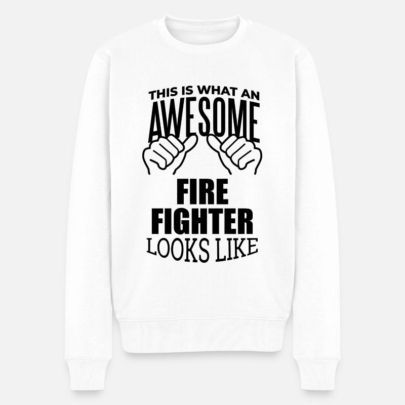 Feuerwehrmann - Männer Premium Bio Pullover - Weiß