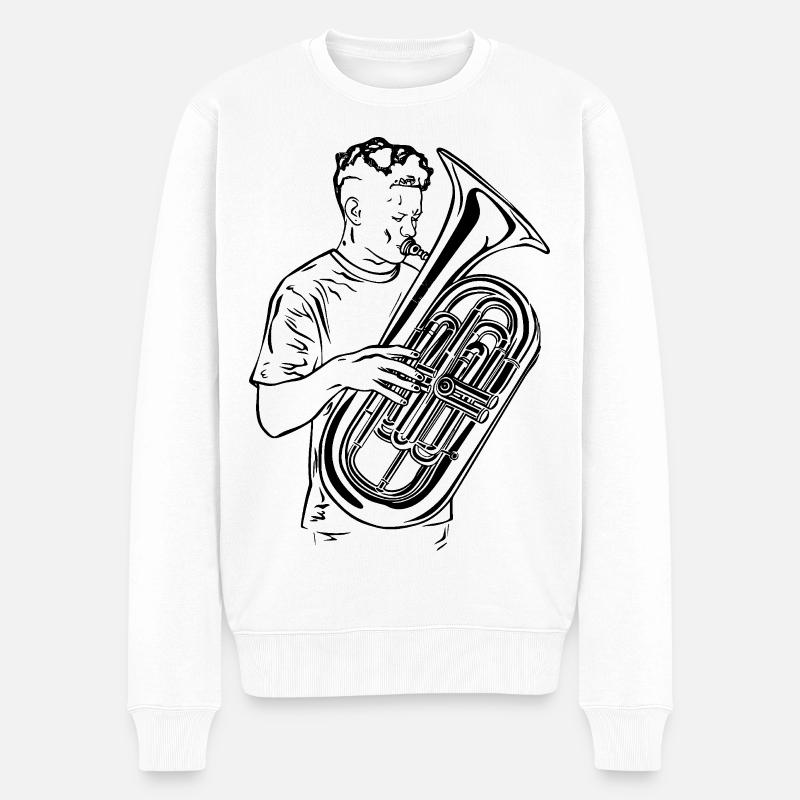Dessin de joueur de tuba - Pull Premium bio Homme - blanc