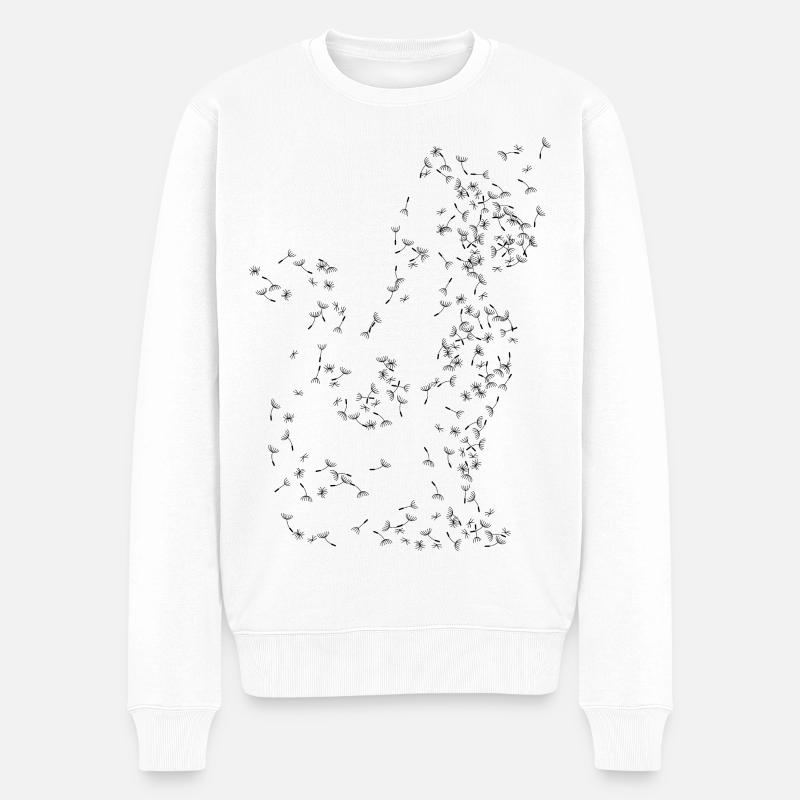 Katze Pusteblumen Löwenzahn - Männer Premium Bio Pullover - Weiß