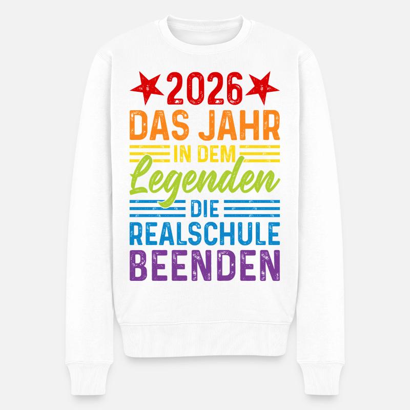 2026 Jahr in dem Legenden die Realschule beenden - Männer Premium Bio Pullover - Weiß