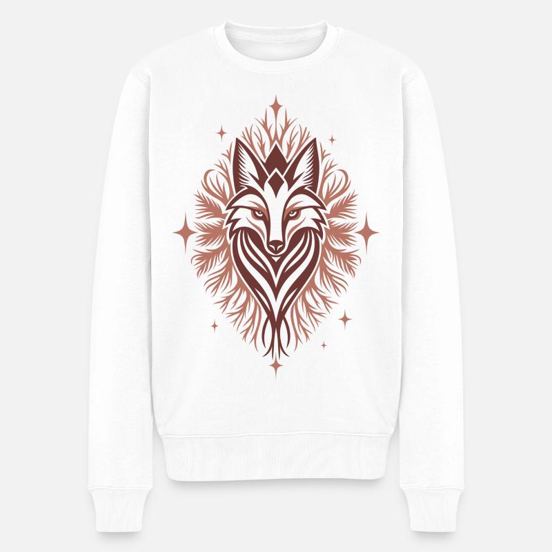 Krafttier Fuchs - spirituelles Waldtier Design - Männer Premium Bio Pullover - Weiß