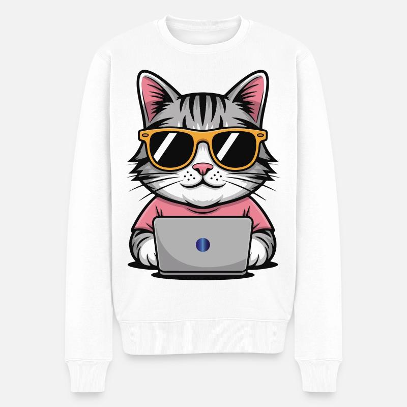 Cats_office - Pull Premium bio Homme - blanc
