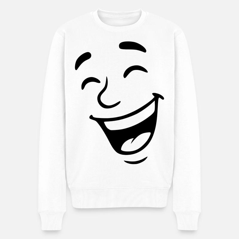 Lachendes Gesicht - Männer Premium Bio Pullover - Weiß