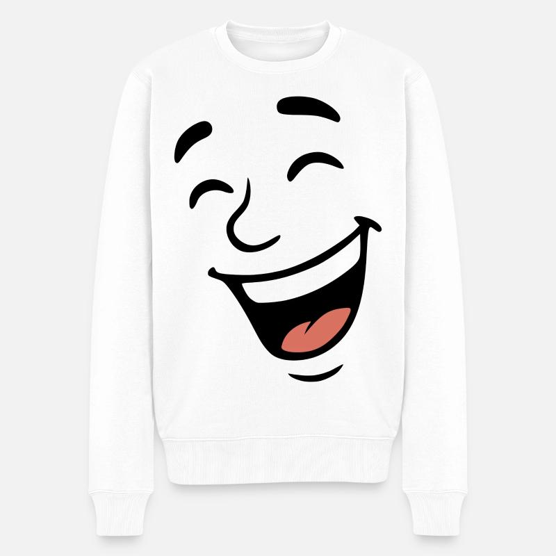 Gesicht lachen - Männer Premium Bio Pullover - Weiß