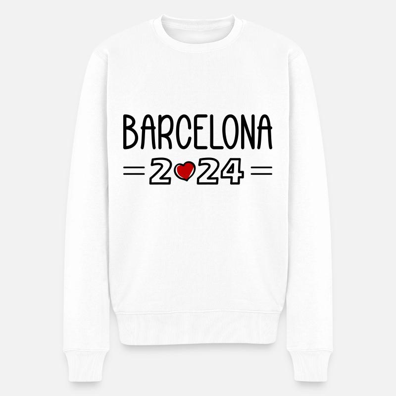 Barcelona 2024 Herz - Männer Premium Bio Pullover - Weiß