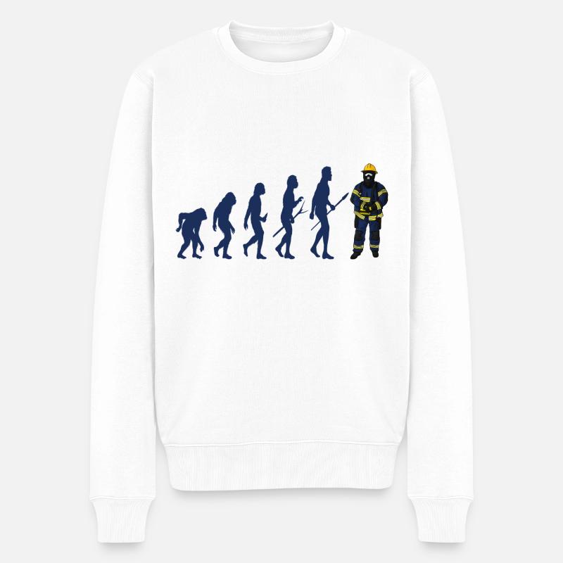 Evolution Feuerwehrmann - Männer Premium Bio Pullover - Weiß