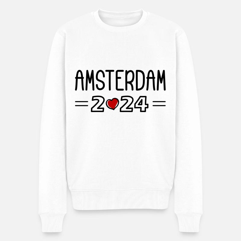 Amsterdam 2024 Herz - Männer Premium Bio Pullover - Weiß