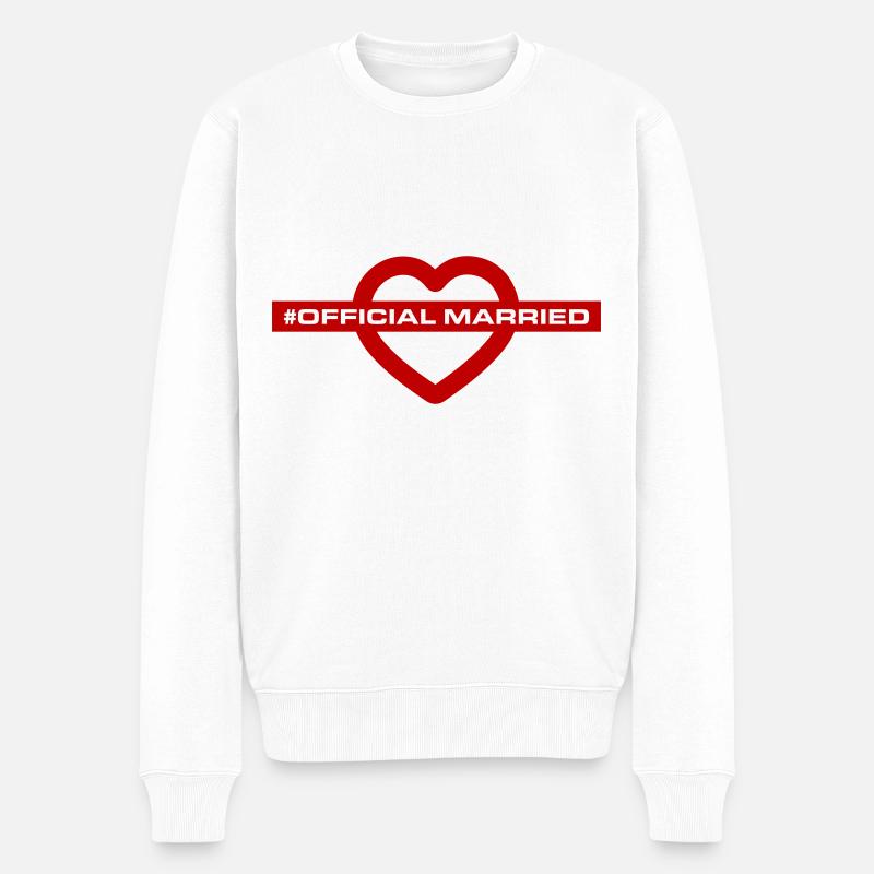 Married Hochzeit Herz - Männer Premium Bio Pullover - Weiß