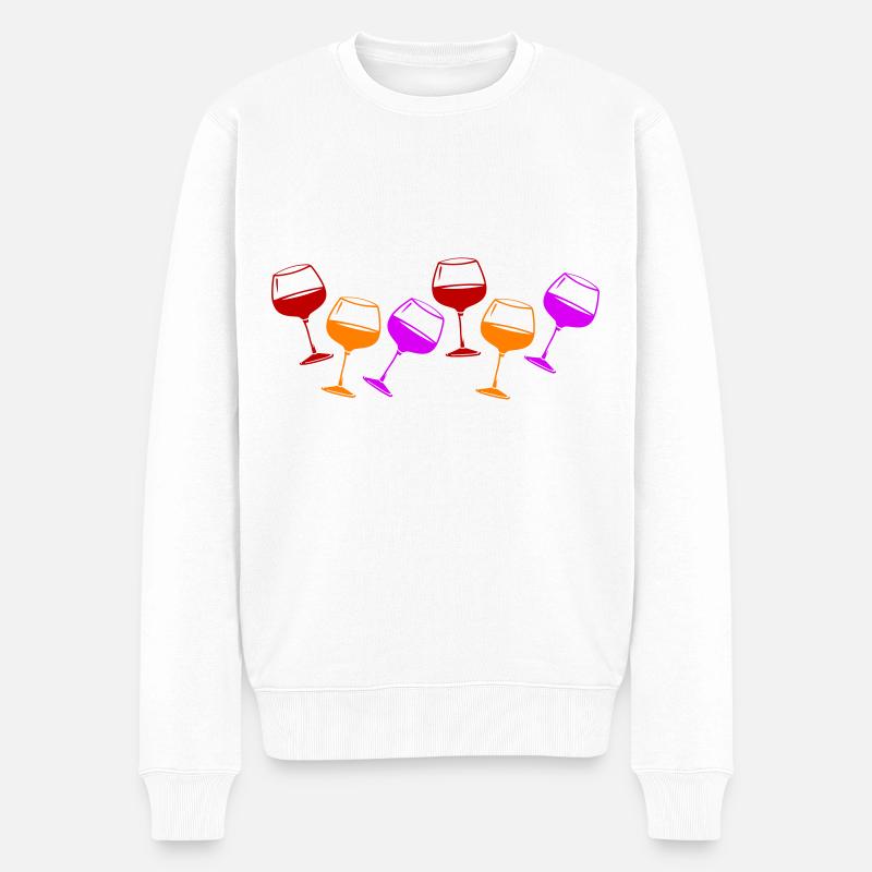 Wein Rotwein Glas - Männer Premium Bio Pullover - Weiß