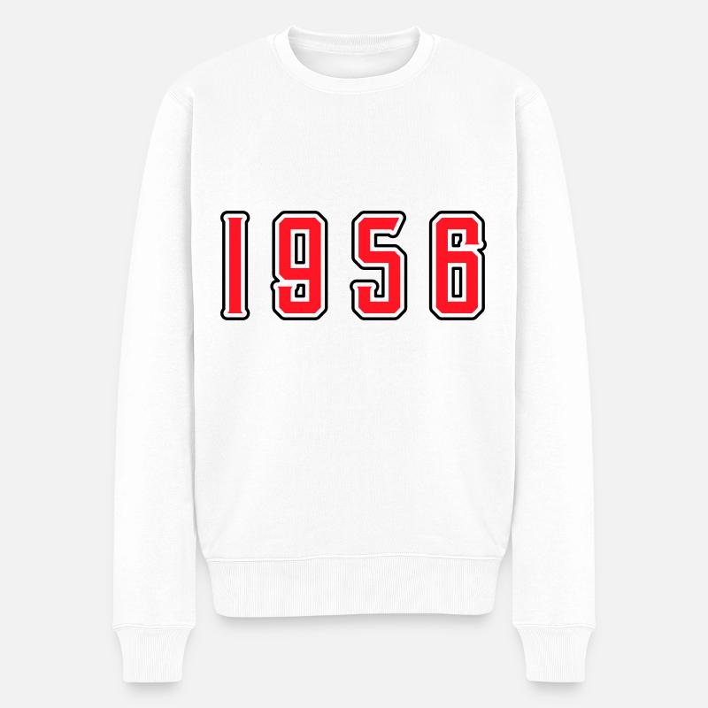 1956 Jahr Geburtstag - Männer Premium Bio Pullover - Weiß