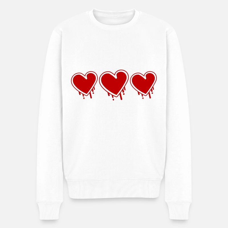 Herzen Love Symbol - Männer Premium Bio Pullover - Weiß