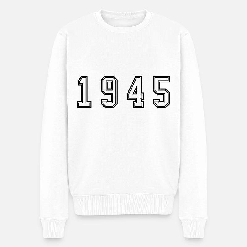 1945 Jahr Zahl - Männer Premium Bio Pullover - Weiß