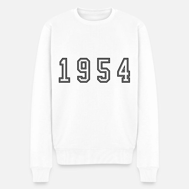 1954 Jahr Zahl - Männer Premium Bio Pullover - Weiß