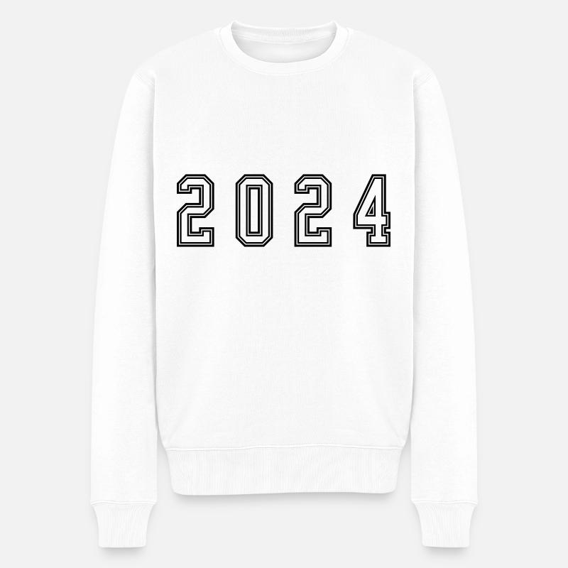 2024 Jahr Zahl - Männer Premium Bio Pullover - Weiß