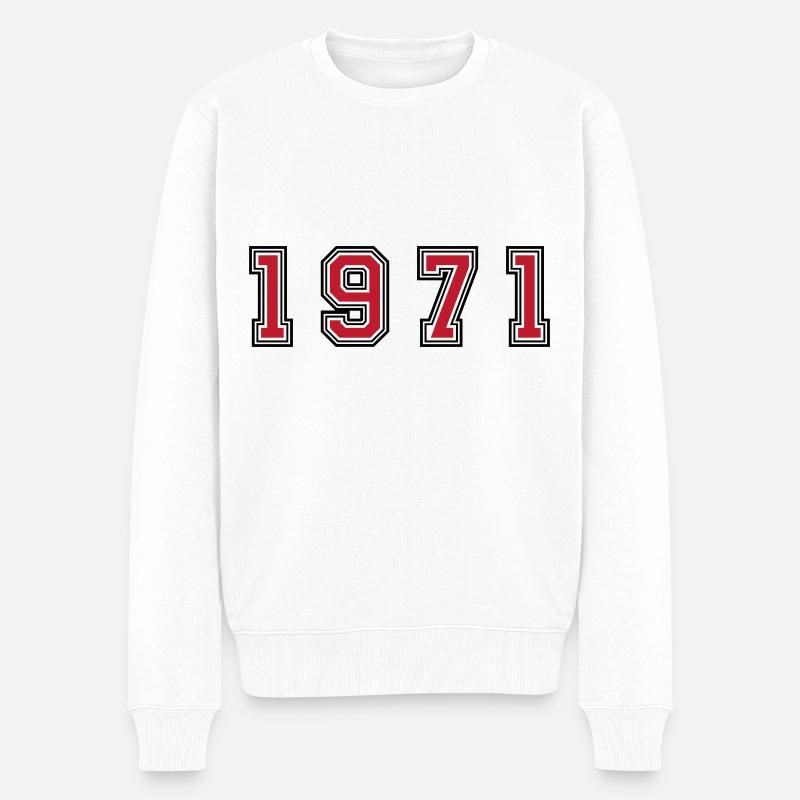 1971 Jahr Zahl - Männer Premium Bio Pullover - Weiß