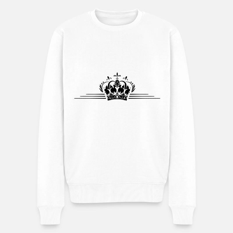 Krone Kranz - Männer Premium Bio Pullover - Weiß
