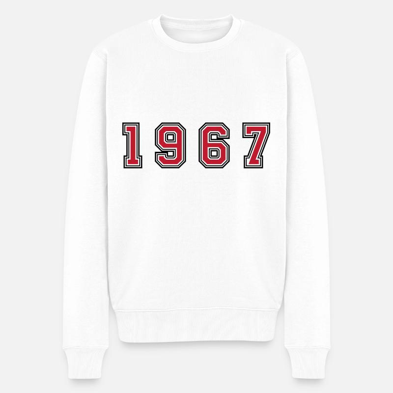 1967 Jahr Zahl - Männer Premium Bio Pullover - Weiß