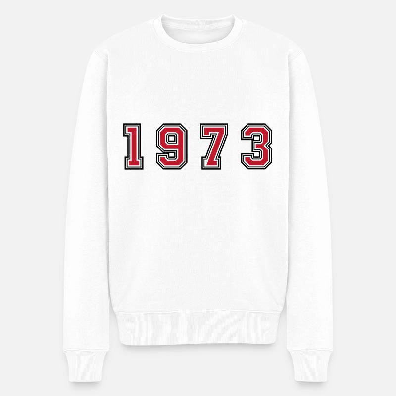 1973 Jahr Zahl - Männer Premium Bio Pullover - Weiß