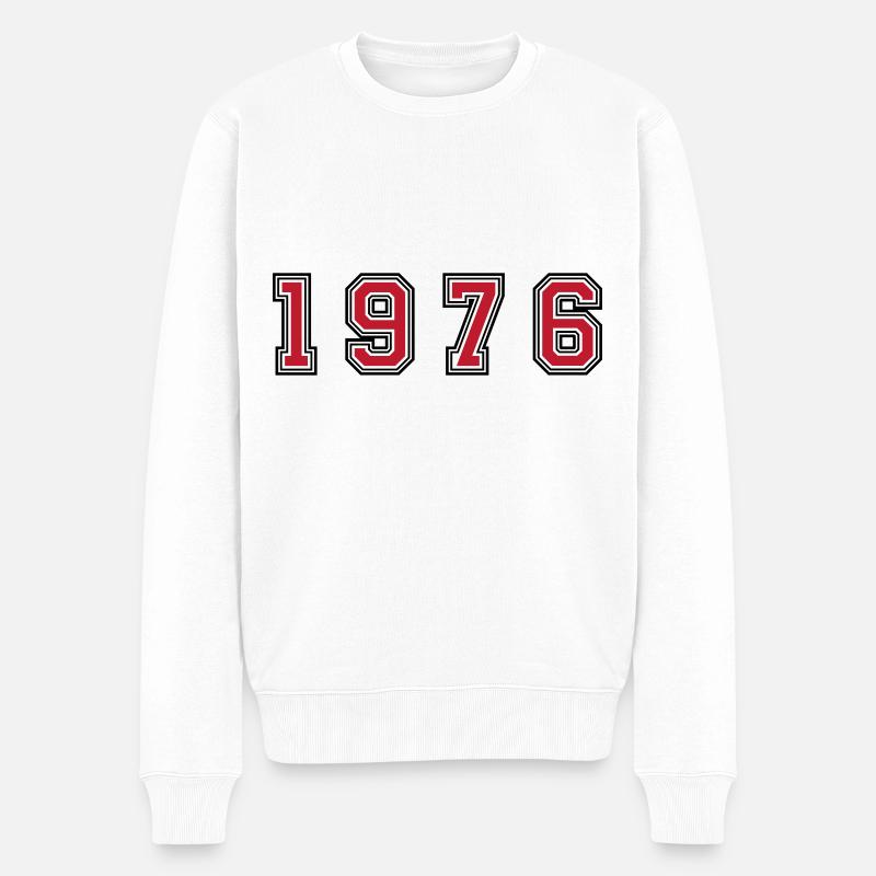 1976 Jahr Zahl - Männer Premium Bio Pullover - Weiß