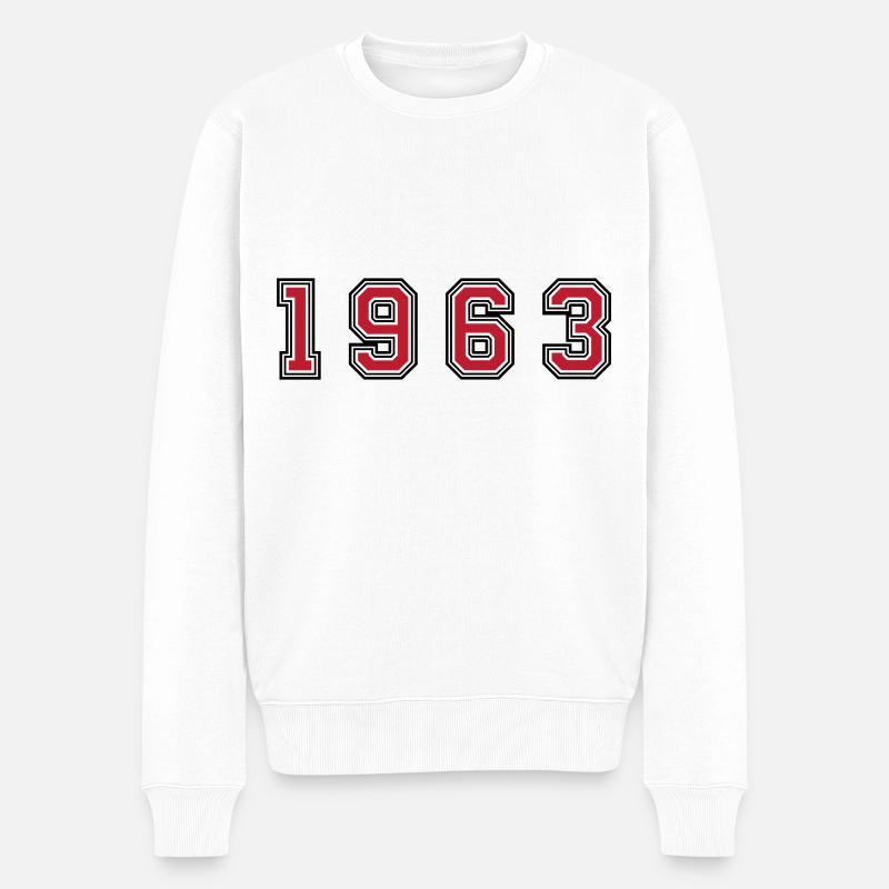 1963 Jahr Zahl - Männer Premium Bio Pullover - Weiß