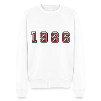 Numéro de l’année 1986 - Pull Premium bio Homme - blanc - Devant - Thijin (182cm)