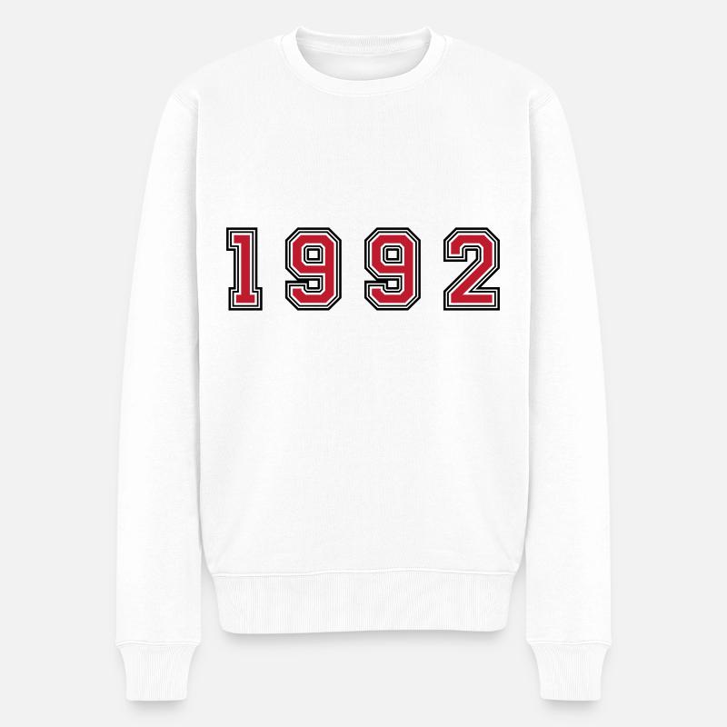 1992 Jahr Zahl - Männer Premium Bio Pullover - Weiß