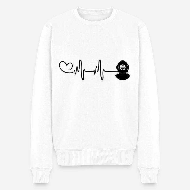 Plongée Apnée rythme cardiaque - Pull Premium bio Homme - blanc