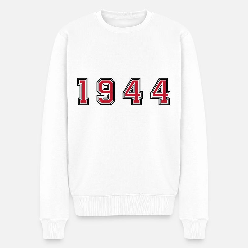 1944 Jahr Zahl - Männer Premium Bio Pullover - Weiß