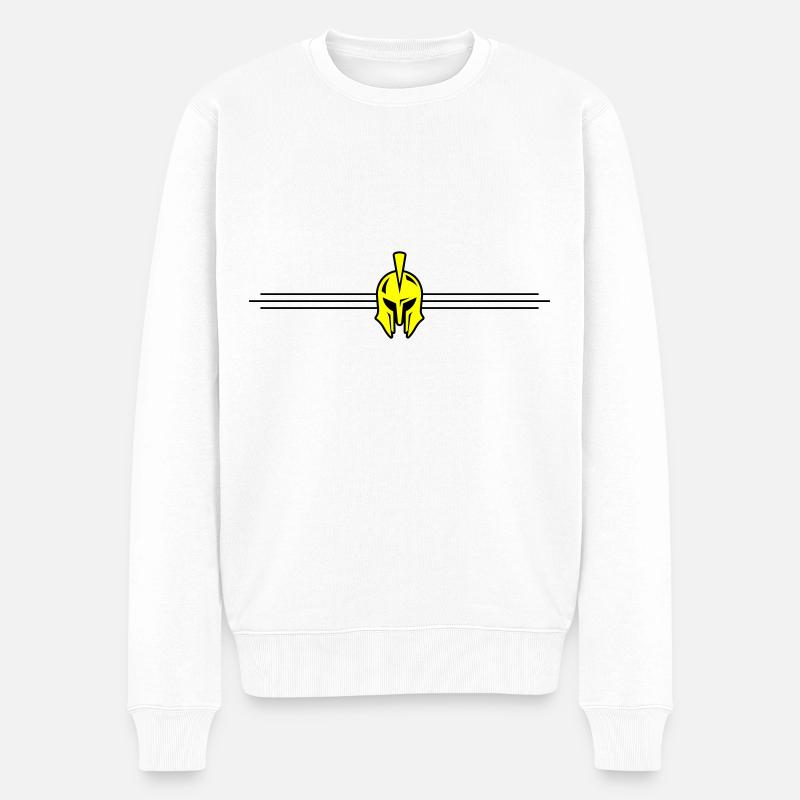 Spartaner Helm Logo - Männer Premium Bio Pullover - Weiß
