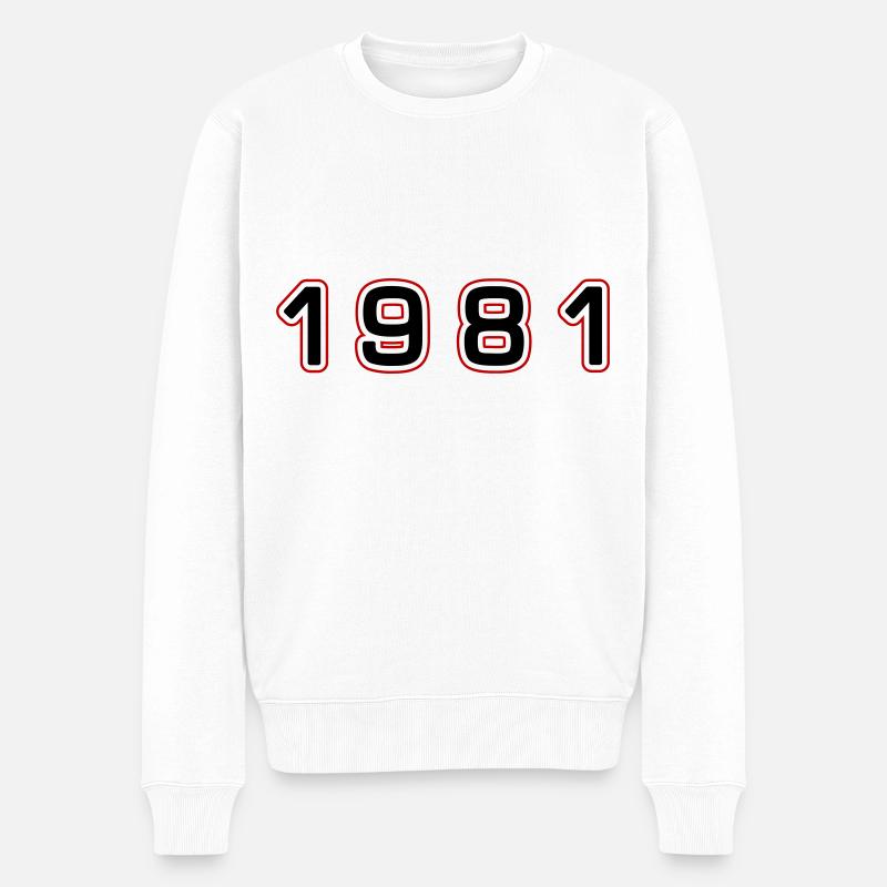 1981 Jahr Zahl - Männer Premium Bio Pullover - Weiß