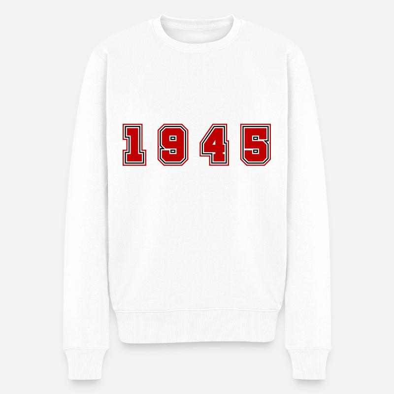 1945 Jahr Zahl - Männer Premium Bio Pullover - Weiß