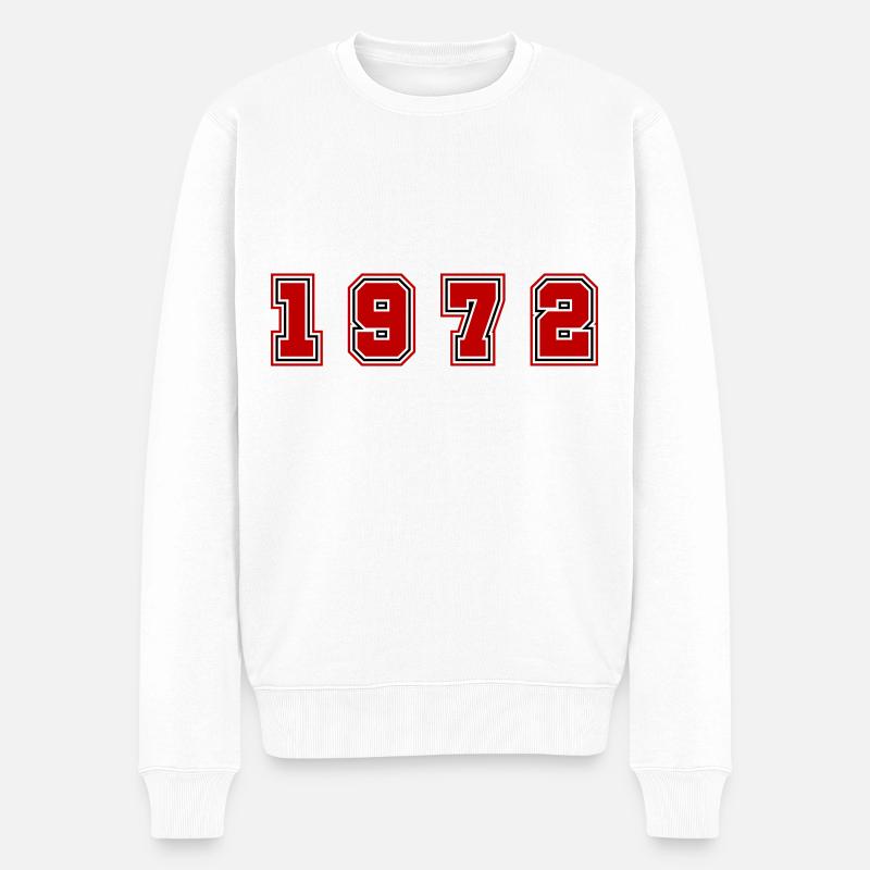 1972 Jahr Zahl - Männer Premium Bio Pullover - Weiß