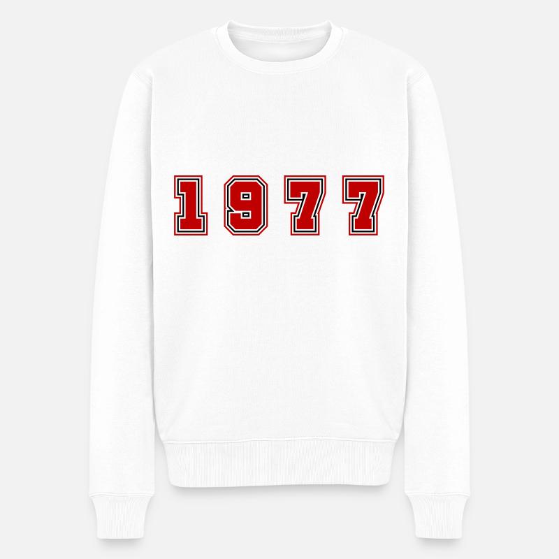 1977 Jahr Zahl - Männer Premium Bio Pullover - Weiß