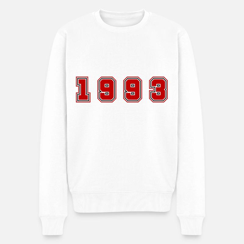 1993 Jahr Zahl - Männer Premium Bio Pullover - Weiß