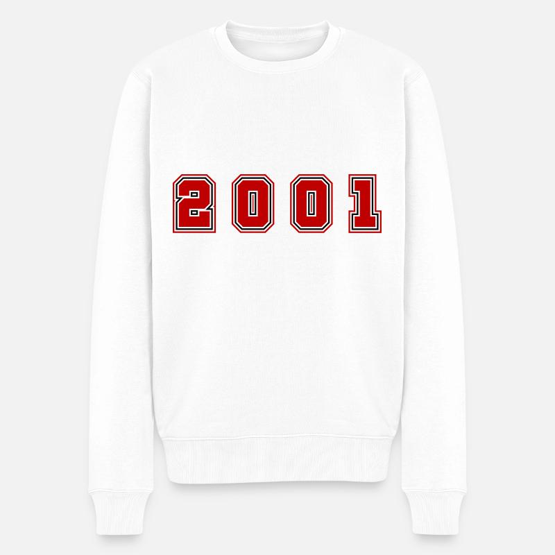2001 Jahr Zahl - Männer Premium Bio Pullover - Weiß