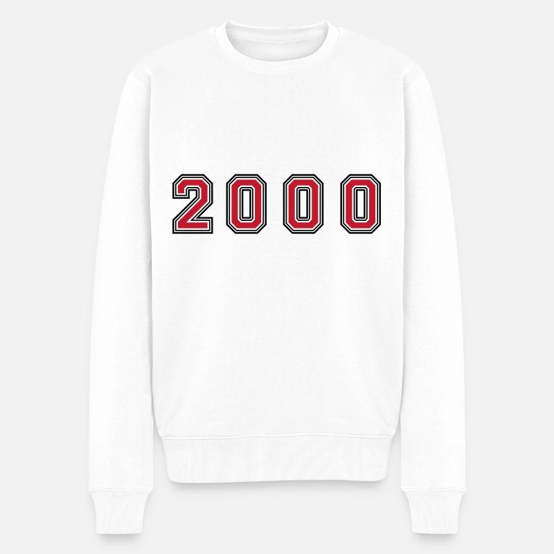 2000 Jahr Zahl - Männer Premium Bio Pullover - Weiß