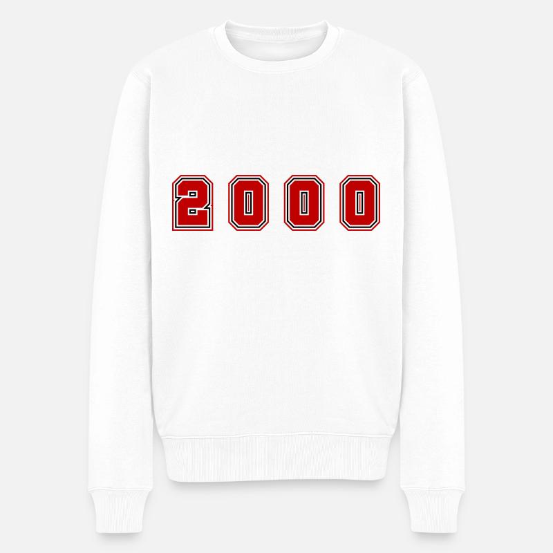 2000 Jahr Zahl - Männer Premium Bio Pullover - Weiß