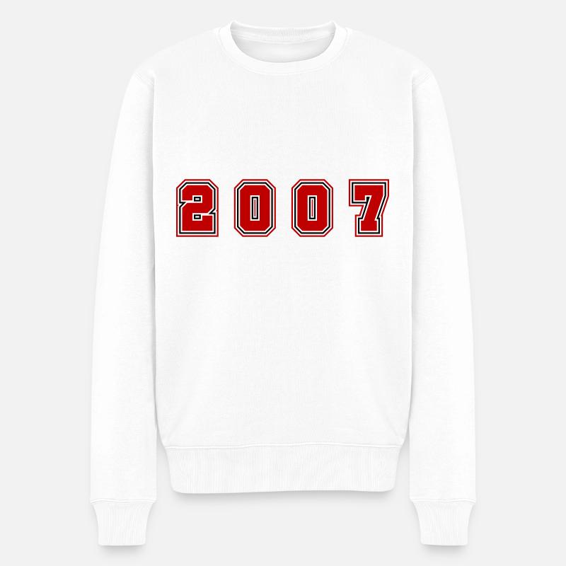 2007 Jahr Zahl - Männer Premium Bio Pullover - Weiß