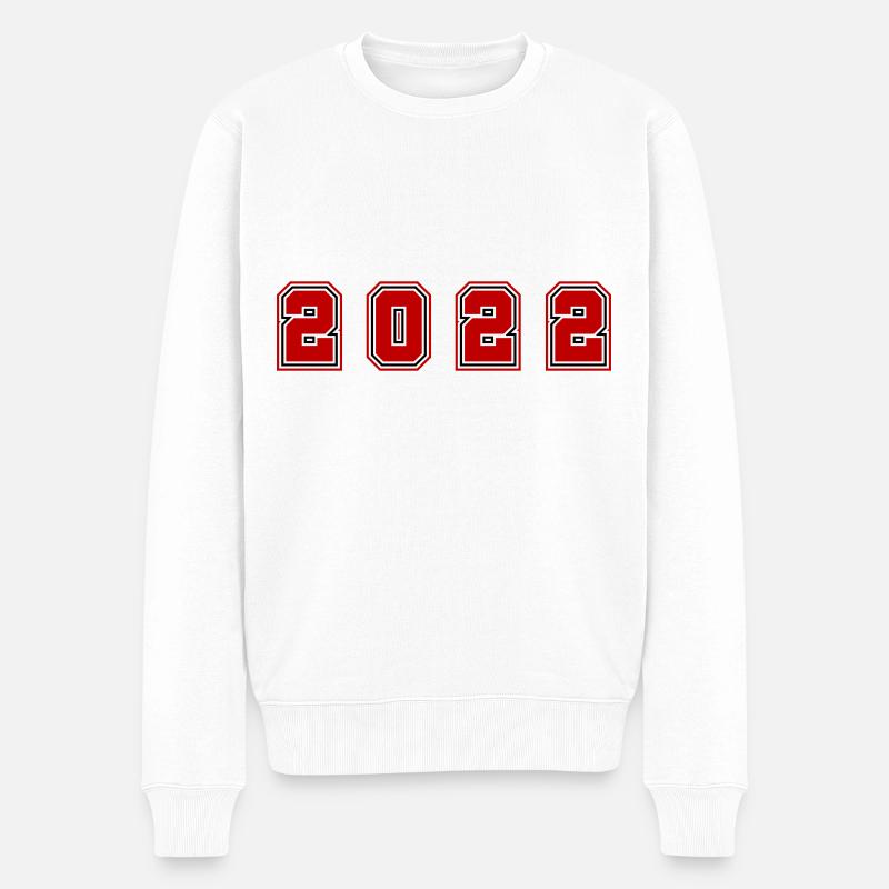 2022 Jahr Zahl - Männer Premium Bio Pullover - Weiß