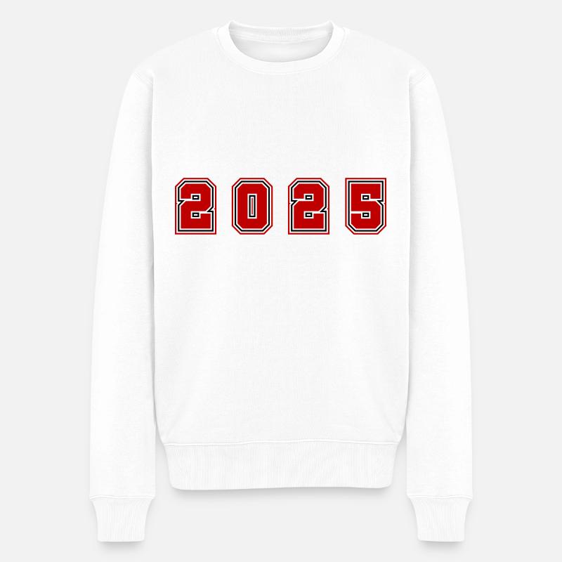 2025 Jahr Zahl - Männer Premium Bio Pullover - Weiß