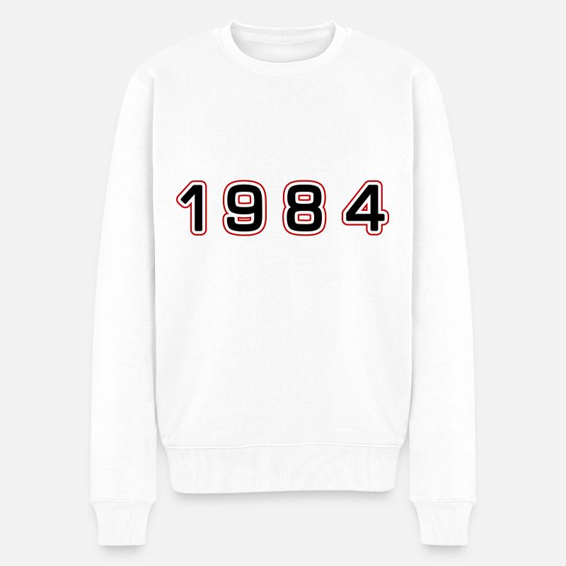 1984 Jahr Zahl - Männer Premium Bio Pullover - Weiß
