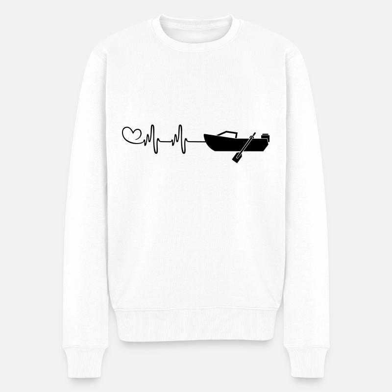 Herzschlag Boot - Männer Premium Bio Pullover - Weiß