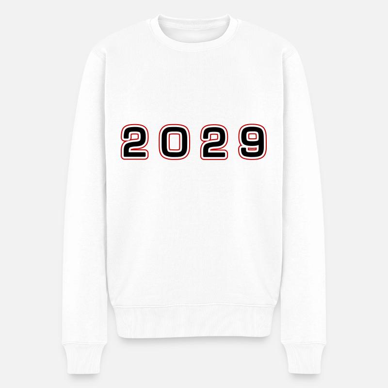 2029 Jahr Zahl - Männer Premium Bio Pullover - Weiß