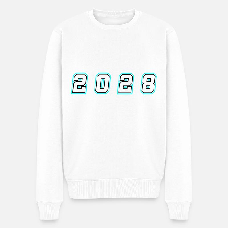 2028 Jahr Zahl - Männer Premium Bio Pullover - Weiß